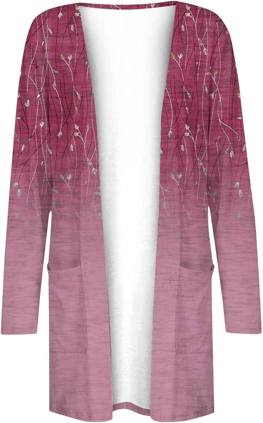 Long Sleeve Cardigan for Women Overszied Open Front Kimono Jackets with Pockets Slim Fit Comfort Outwear Shirts