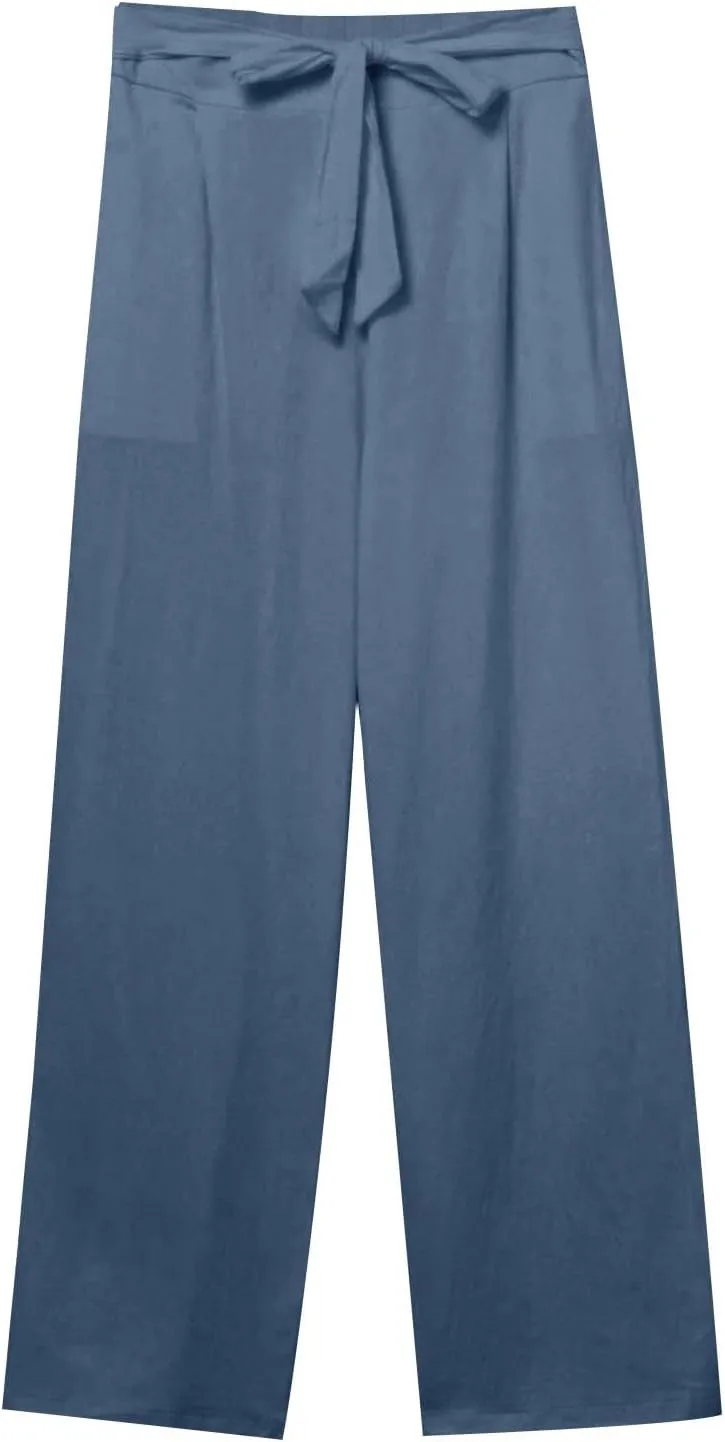 Lounge Pants Women Flowy Beach Pants Linen Palazzo Pants Summer Elastic Pants Workout Soft Pants Long Trousers