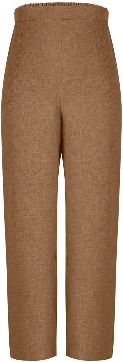 Lounge Pants Women Linen Palazzo Pants Summer Elastic Pants Flowy Beach Pants Workout Soft Pants Long Trousers