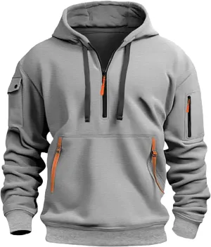 Men Hoodie Hooded Pocket And Solid Autumn Winter Color Sweater Sleeve Jacket Men's blouse Navvy Blue Hoodie Sweaters