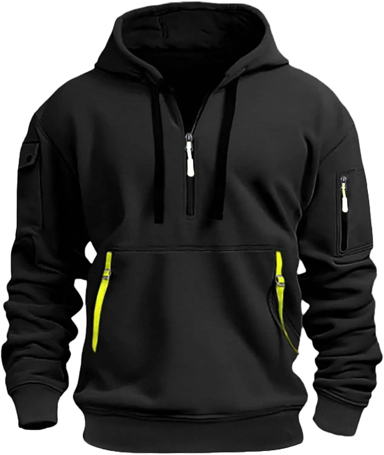 Men Hoodie Hooded Pocket And Solid Autumn Winter Color Sweater Sleeve Jacket Men's blouse Navvy Blue Hoodie Sweaters