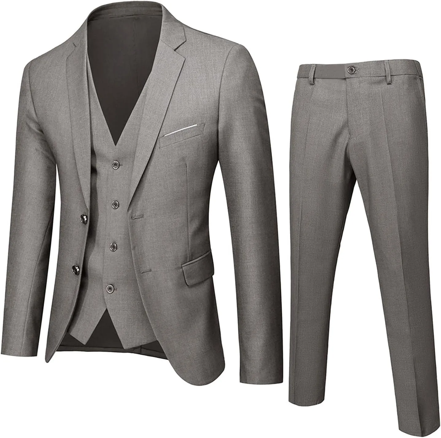 Mens 3 Piece Suit Slim Fit Solid Party Wedding Tuxedo Suits Blazer Jacket Vest Pants Set Big and Tall Suits for Men