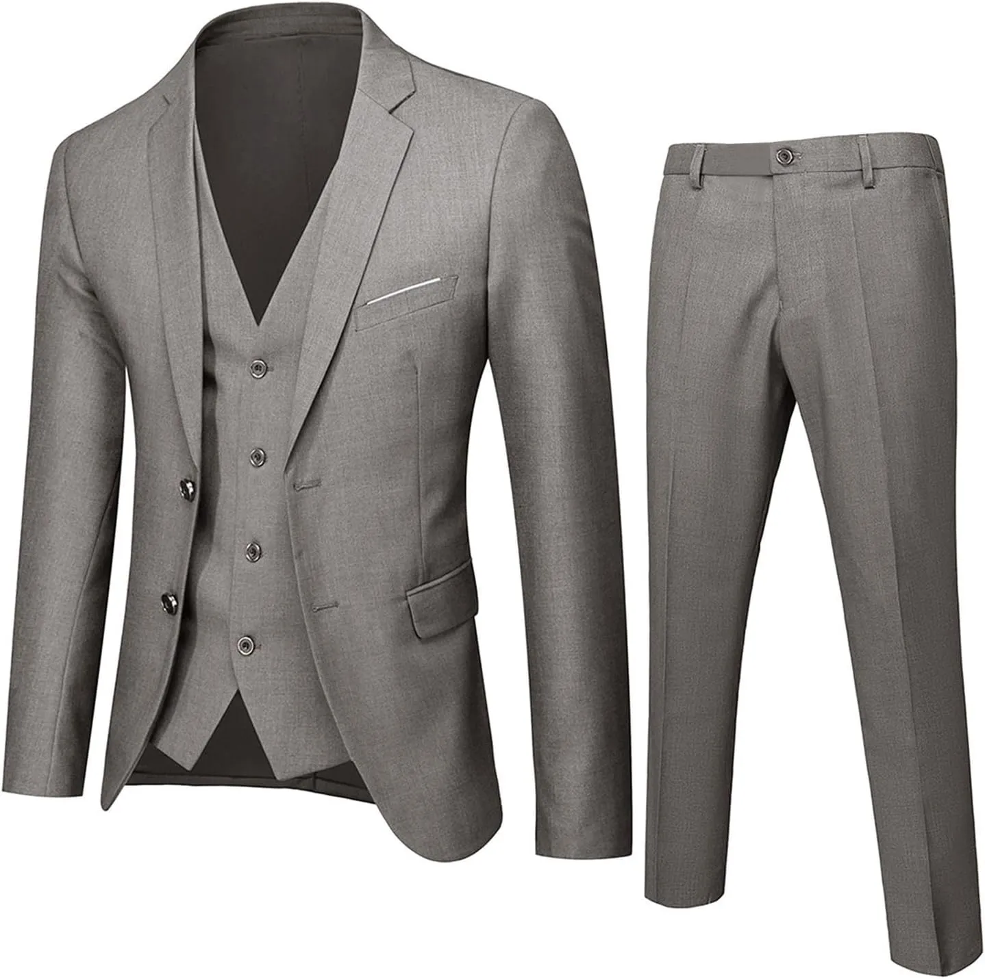 Mens 3 Piece Suit Slim Fit Solid Party Wedding Tuxedo Suits Blazer Jacket Vest Pants Set Big and Tall Suits for Men
