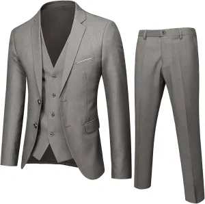 Mens 3 Piece Suit Slim Fit Solid Party Wedding Tuxedo Suits Blazer Jacket Vest Pants Set Big and Tall Suits for Men