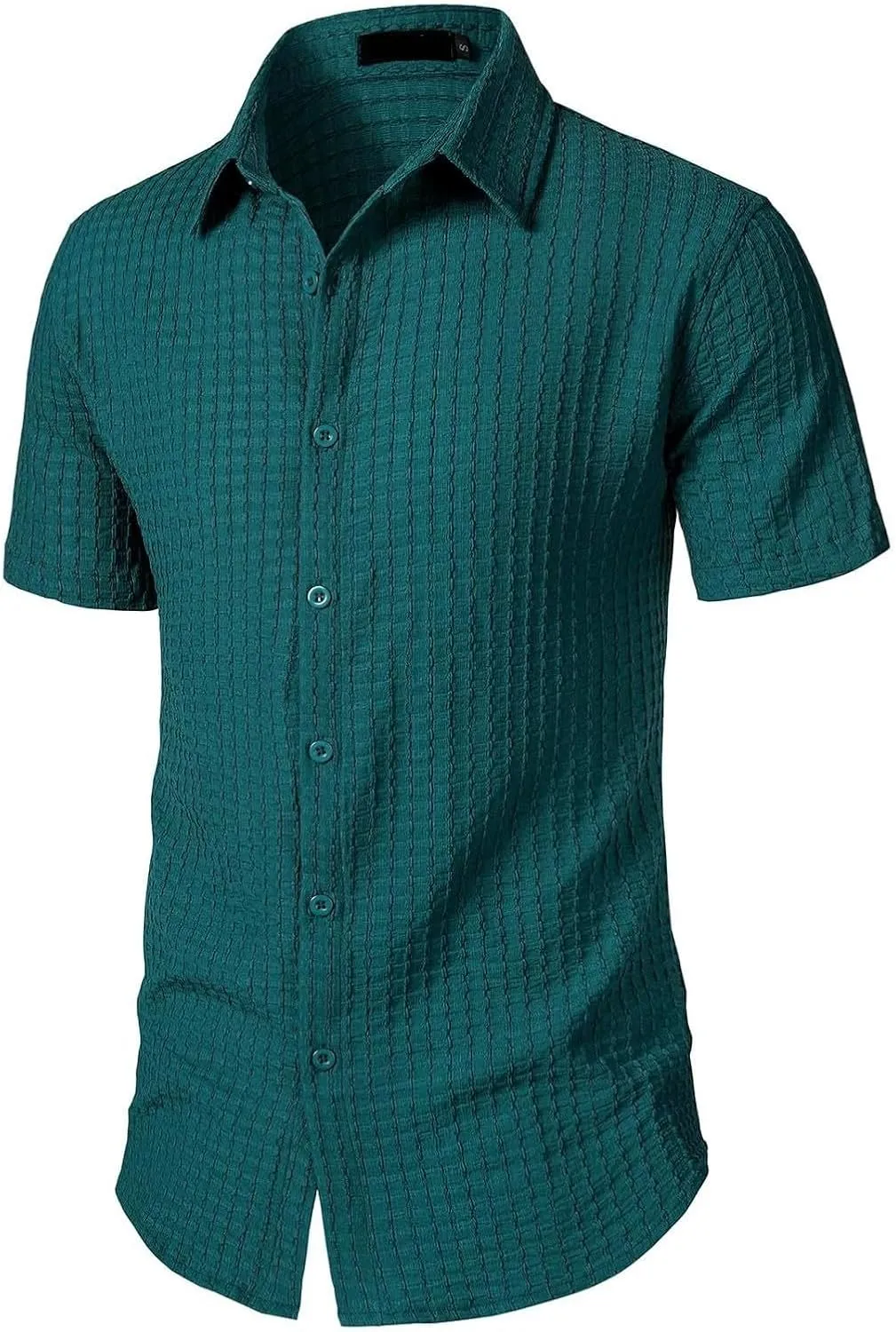 Men's Button Down Shirts Short Sleeve Casual Dress Shirts Summer Solid Beach Vacation Shirts 2025 Summer