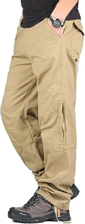 Mens Cargo Pants Relaxed Fit Work Hiking Pants Stretch Tactical Pants Lightweight Outdoor Travel Pants Multi Pockets Pants