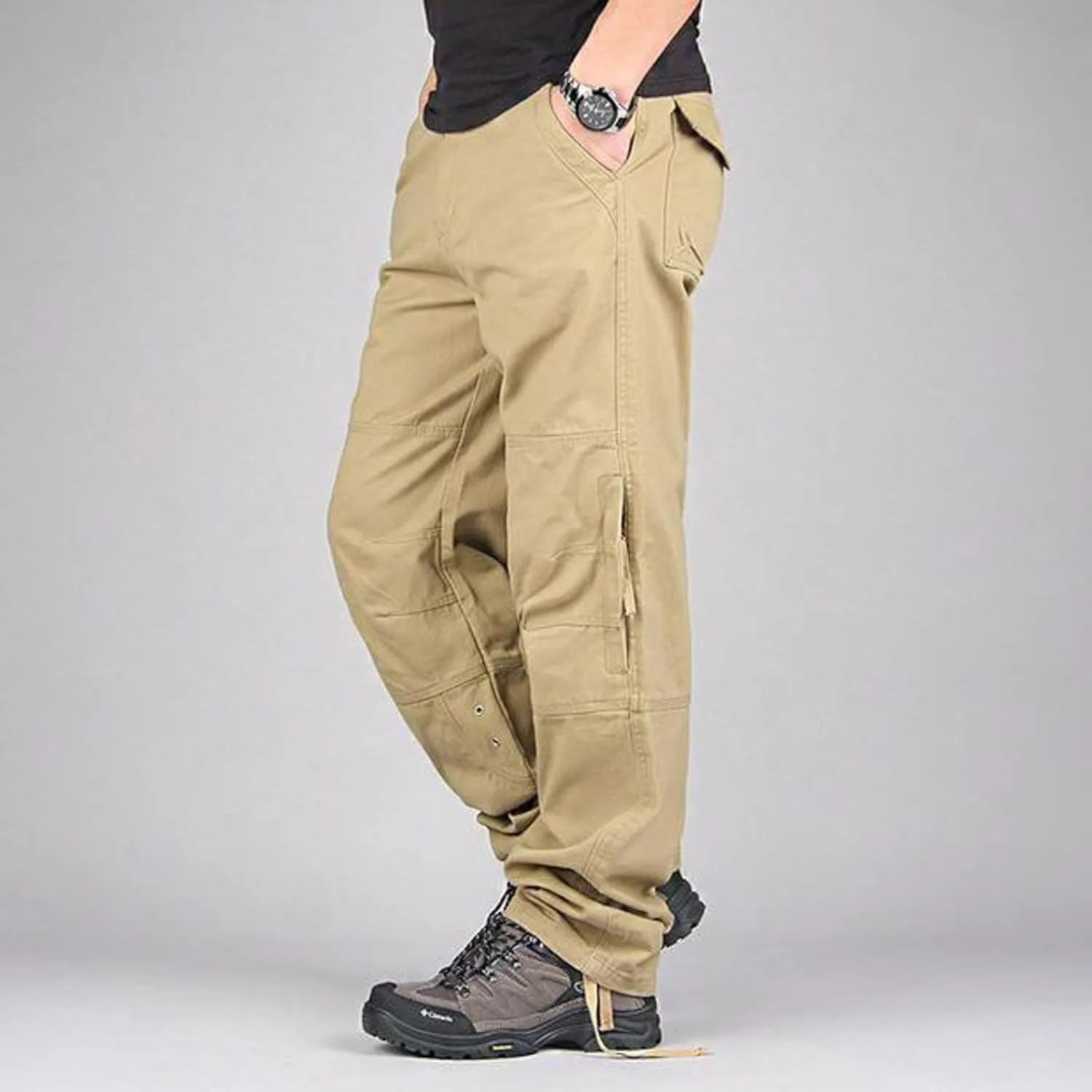Mens Cargo Pants Relaxed Fit Work Hiking Pants Stretch Tactical Pants Lightweight Outdoor Travel Pants Multi Pockets Pants