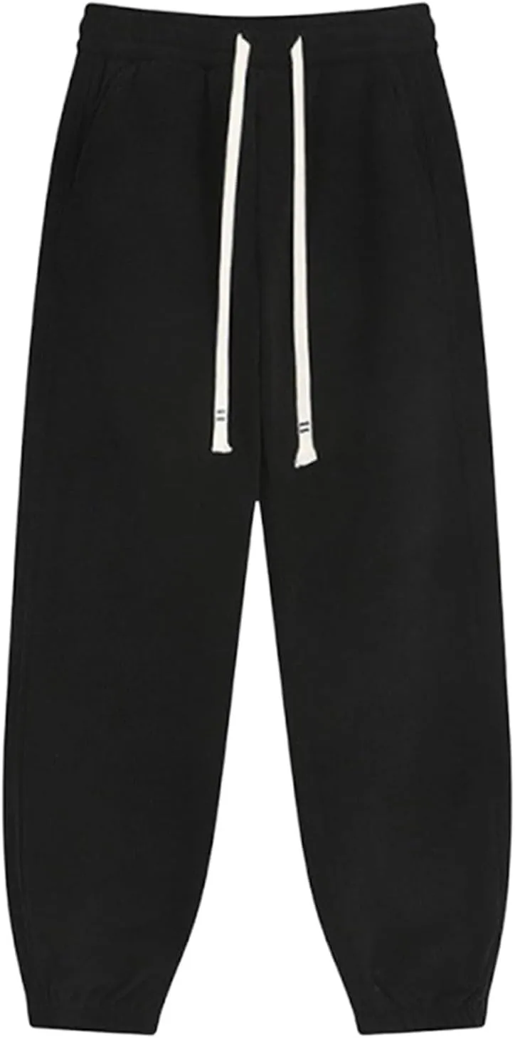 Men's Casual Athletic Pants Hiking Baggy Pants Belted Foot Elastic Waist Pants Casual Solid Pants Jogger Pants