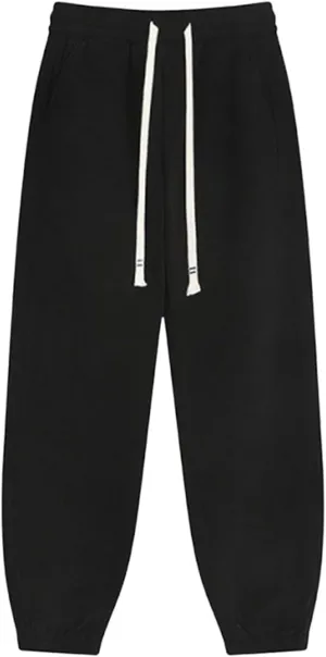 Men's Casual Athletic Pants Hiking Baggy Pants Belted Foot Elastic Waist Pants Casual Solid Pants Jogger Pants