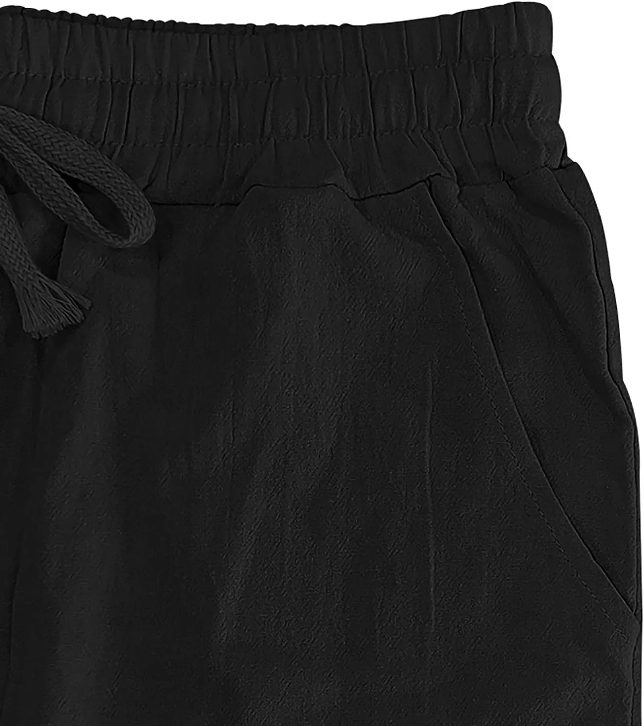 Men's Casual Linen Beach Pants Cotton Drawstring Strectch Trousers Lightweight Straight Leg Summer Casual Loose Pant