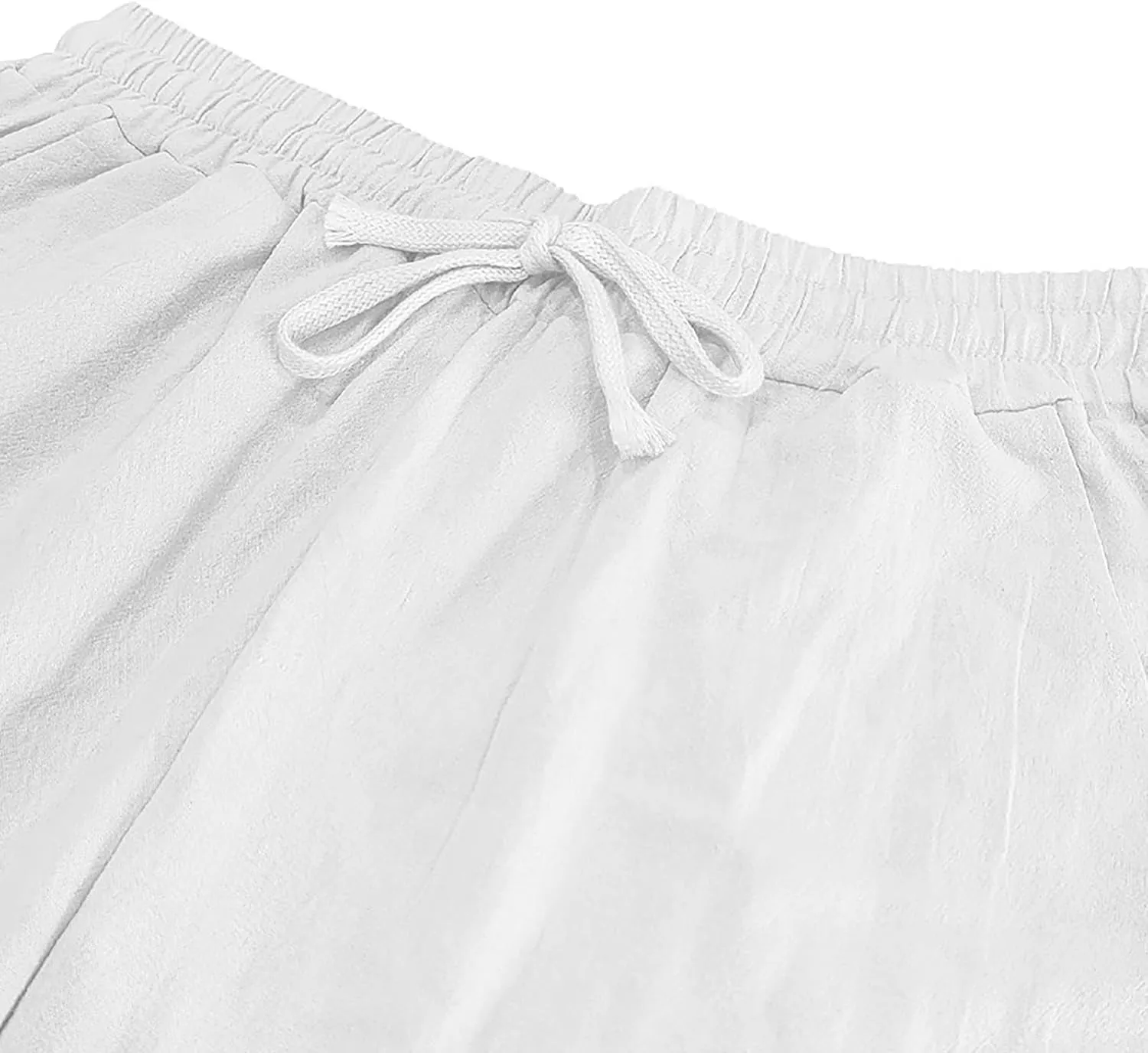 Men's Casual Linen Beach Pants Cotton Drawstring Strectch Trousers Lightweight Straight Leg Summer Casual Loose Pant