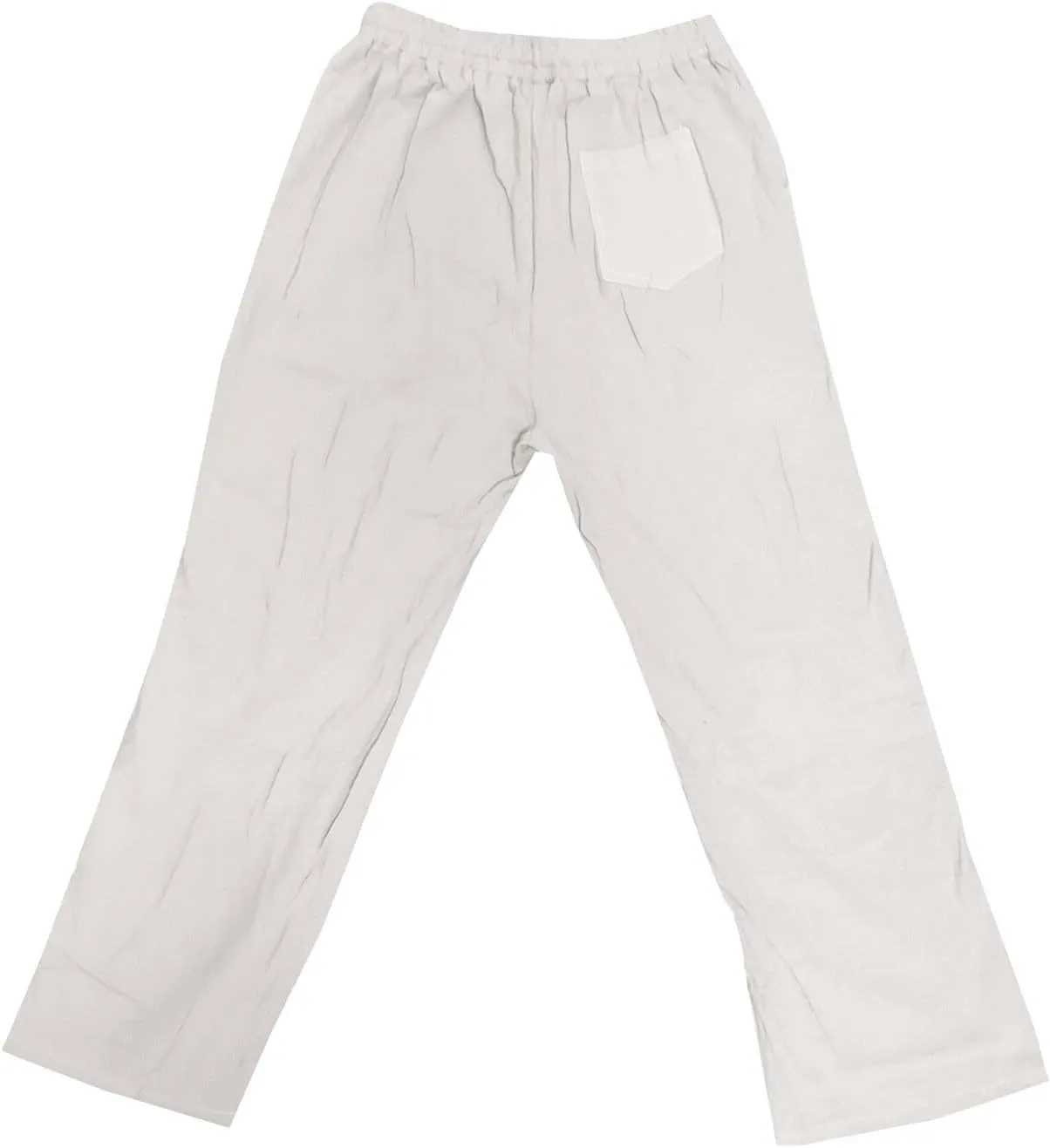Men's Casual Linen Pants Elastic Waist Drawstring Beach Summer Pant Lightweight Straight Legs Loose Fit Trousers