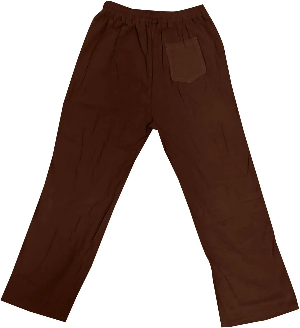 Men's Casual Linen Pants Elastic Waist Drawstring Beach Summer Pant Lightweight Straight Legs Loose Fit Trousers