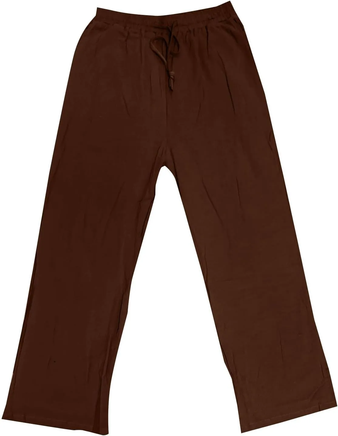 Men's Casual Linen Pants Elastic Waist Drawstring Beach Summer Pant Lightweight Straight Legs Loose Fit Trousers