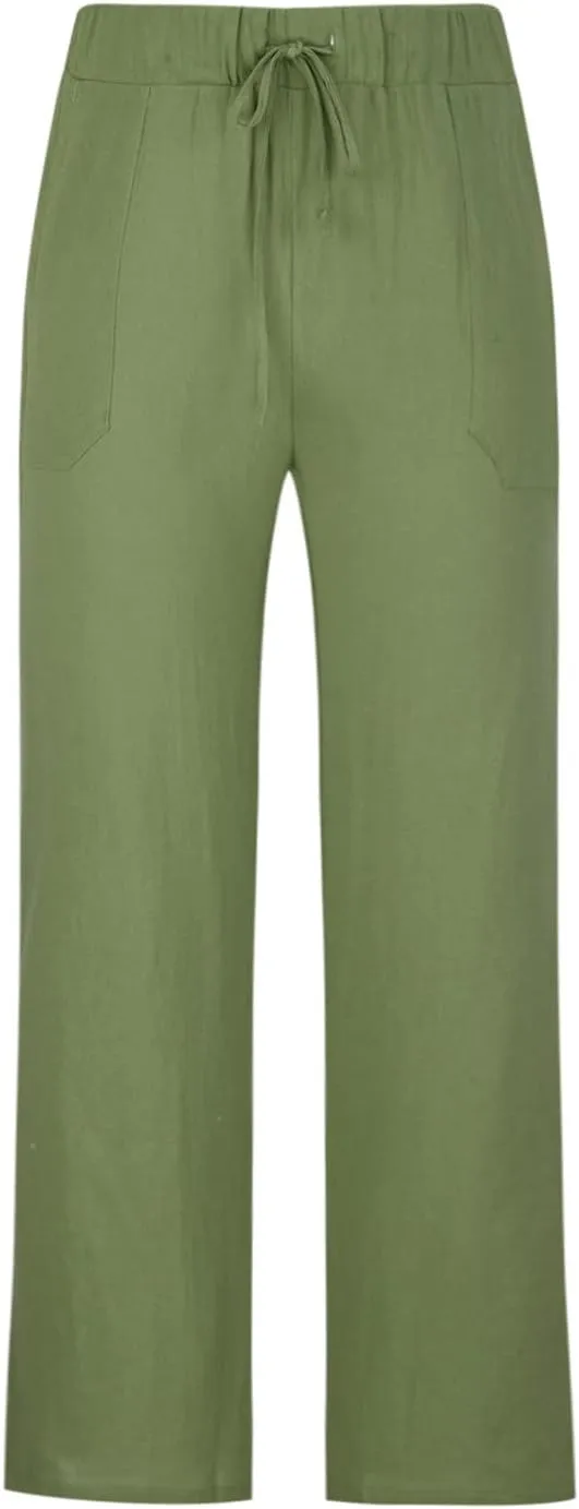 Mens Casual Pants Linen Pants Relaxed-Fit Beach Pants Summer Yoga Pants Drawstring Elastic Waist Pants