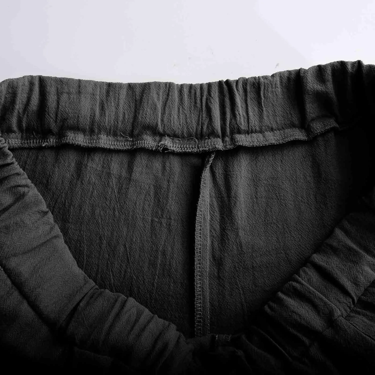 Mens Casual Pants Linen Pants Relaxed-Fit Beach Pants Summer Yoga Pants Drawstring Elastic Waist Pants