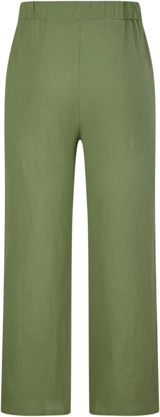 Mens Casual Pants Linen Pants Relaxed-Fit Beach Pants Summer Yoga Pants Drawstring Elastic Waist Pants