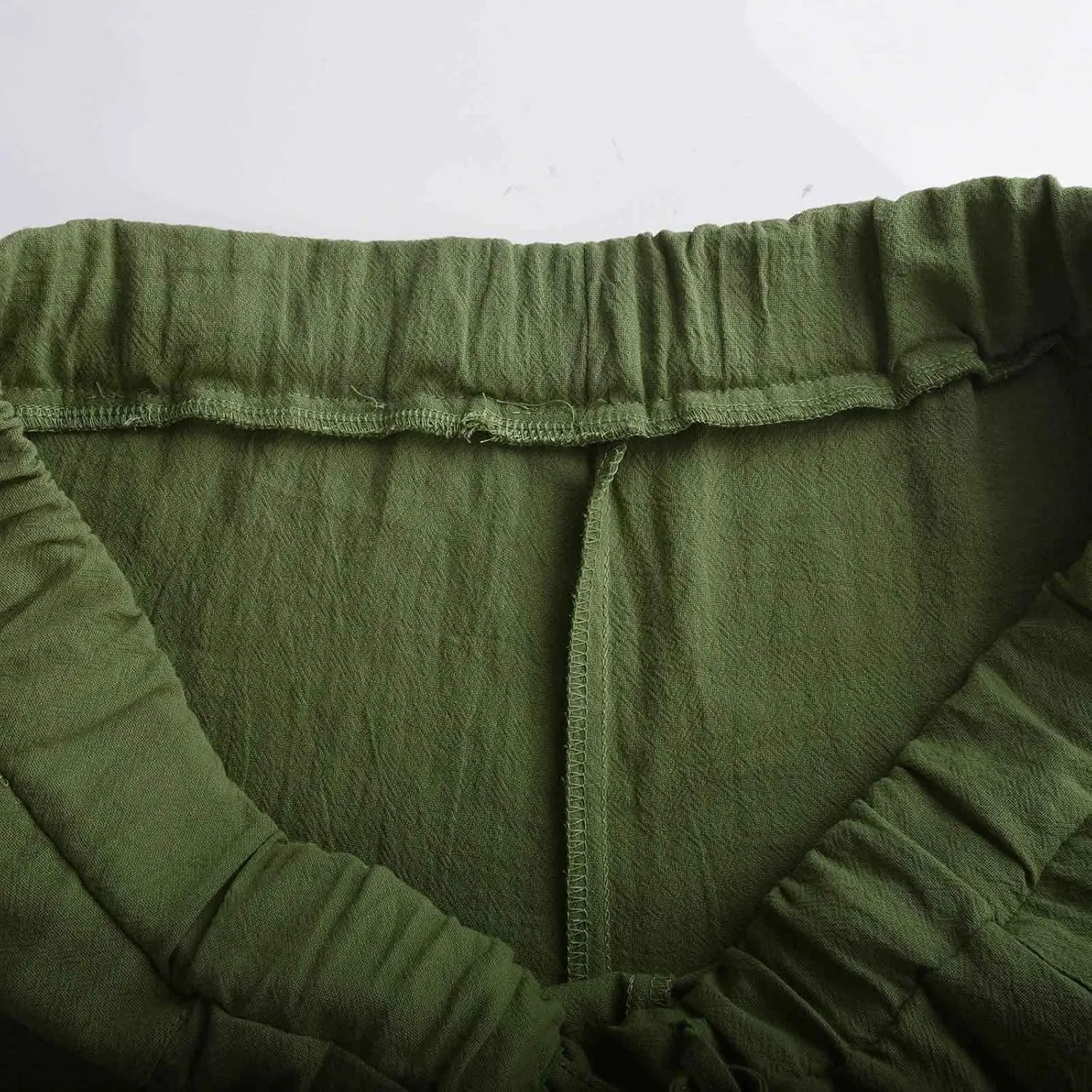 Mens Casual Pants Linen Pants Relaxed-Fit Beach Pants Summer Yoga Pants Drawstring Elastic Waist Pants
