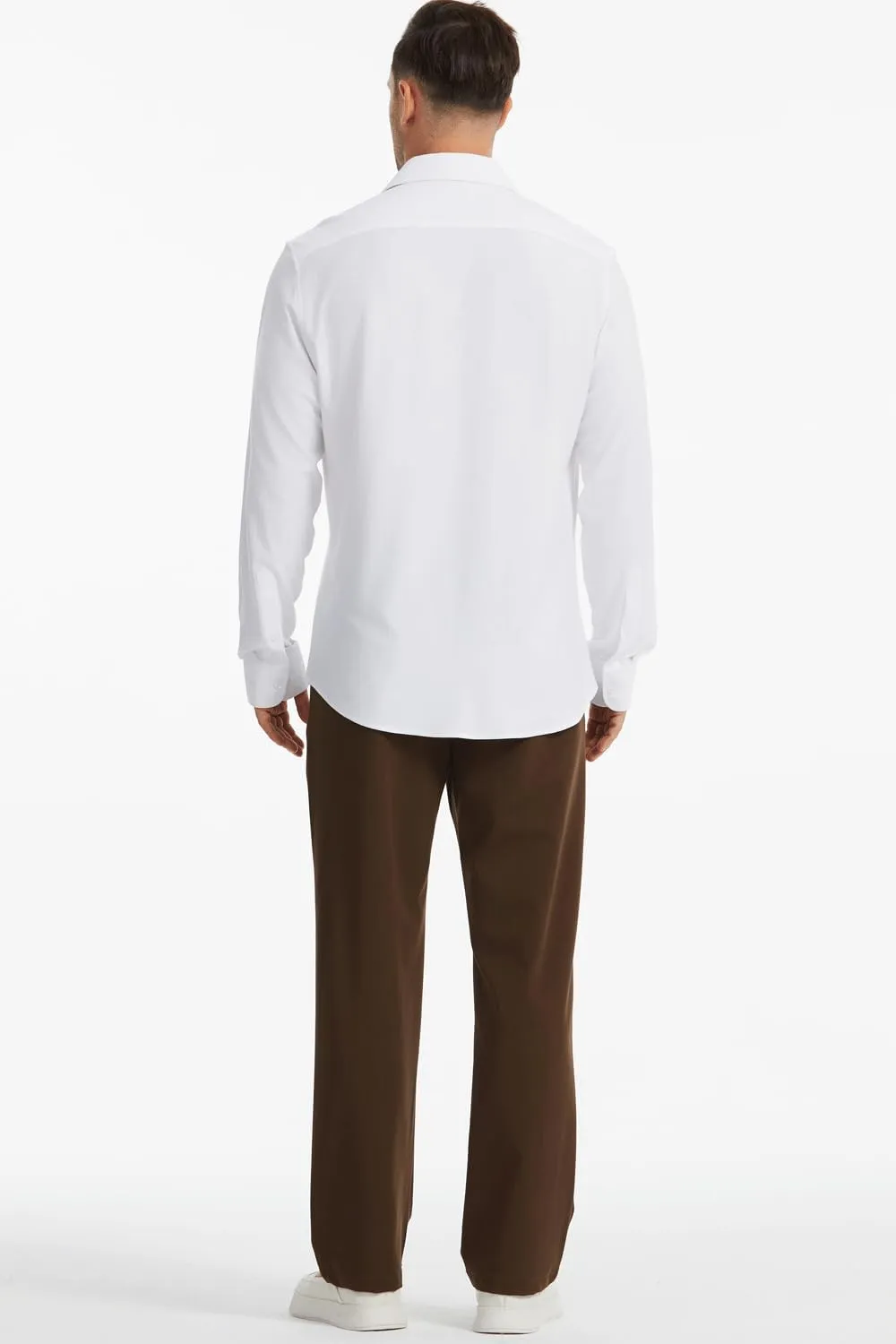 Men's Dress Knitted Shirts Stretch Wrinkle Free Button Down Shirts Long Sleeve Business Casual Shirts Mens