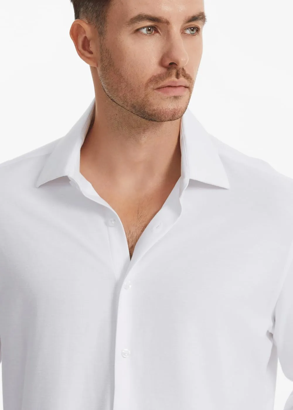 Men's Dress Knitted Shirts Stretch Wrinkle Free Button Down Shirts Long Sleeve Business Casual Shirts Mens