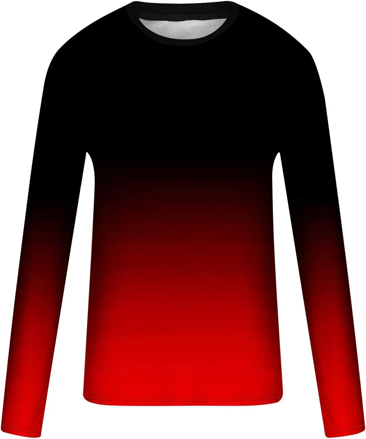 Men's Fashion Gradient Printed Shirts Long Sleeve Round Neck Pullover Athletic Workout Shirts Running Sport Shirts
