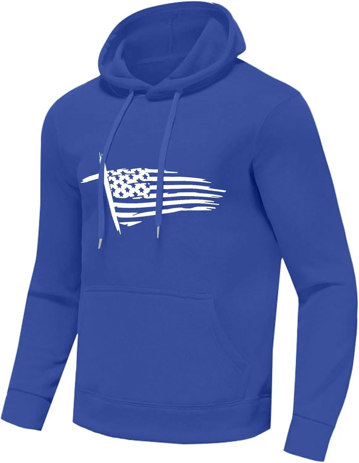 Mens Graphic Hoodies American Flag Cross Print Hooded Sweatshirts Outdoor Patriotic Shirts Long Sleeve Spring Tops