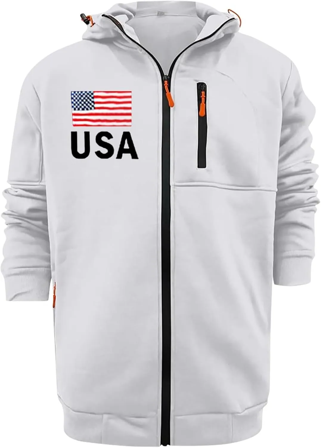 Mens Graphic Hoodies Zip Up USA Flag Hooded Sweatshirts Casual Trendy Patriotic Spring Shirt Long Sleeve Fashion Tops