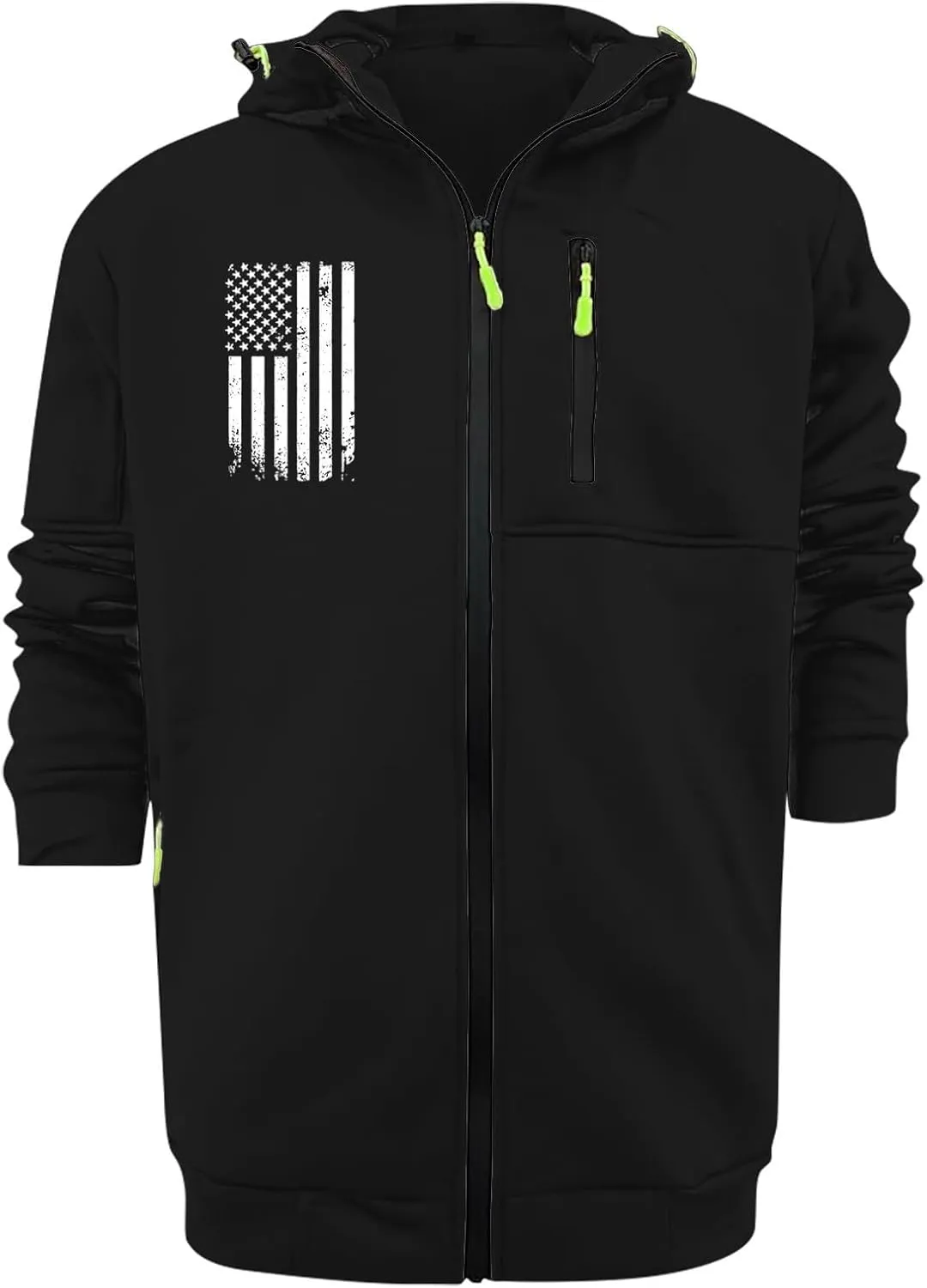 Mens Graphic Hoodies Zip Up USA Flag Hooded Sweatshirts Casual Trendy Patriotic Spring Shirt Long Sleeve Fashion Tops