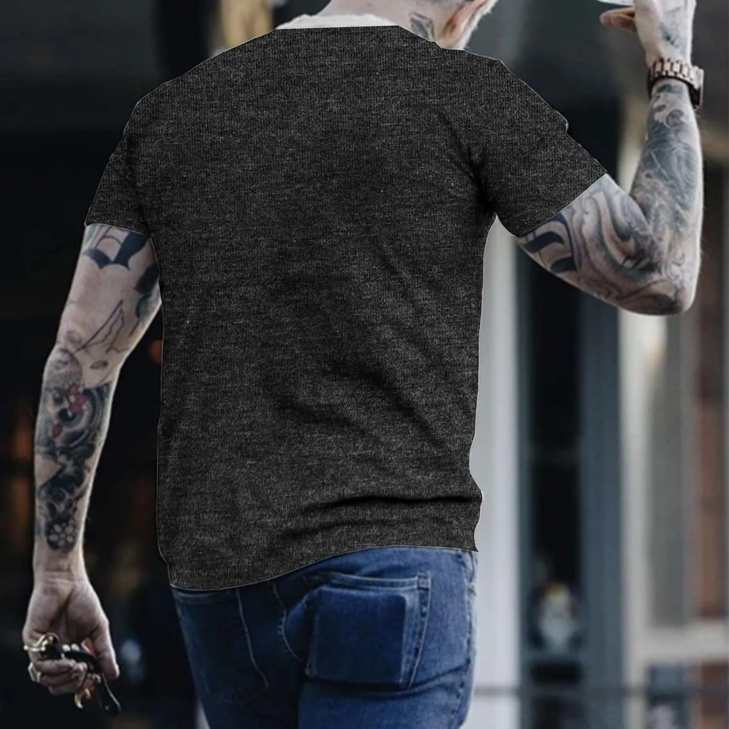 Mens Henley Shirts Retro Short Sleeve Tee V Neck Shirts Casual Button Down Washed T-Shirts for Men S~2XL