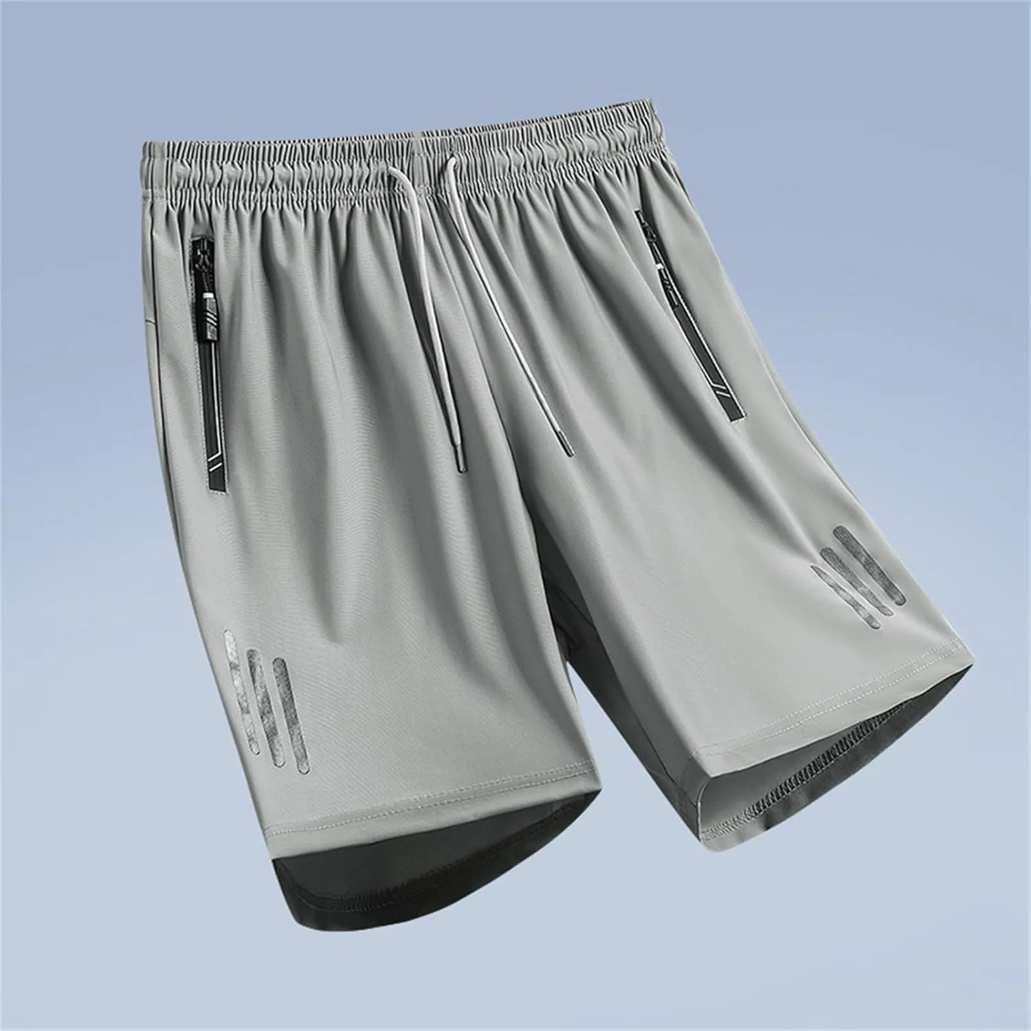 Men's Ice Silk Shorts Sport Lightweight Shorts Breathable Short Pants Pocket with Zip Sports Trousers Active Men Shorts