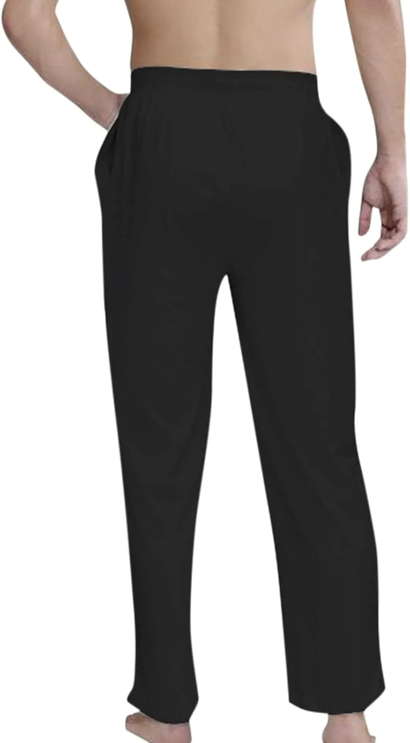 Men's Lightweight Sweatpants Solid Cotton Open Bottom Sweat Pants Elastic Waisted Drawstring Casual Gym Work Trousers