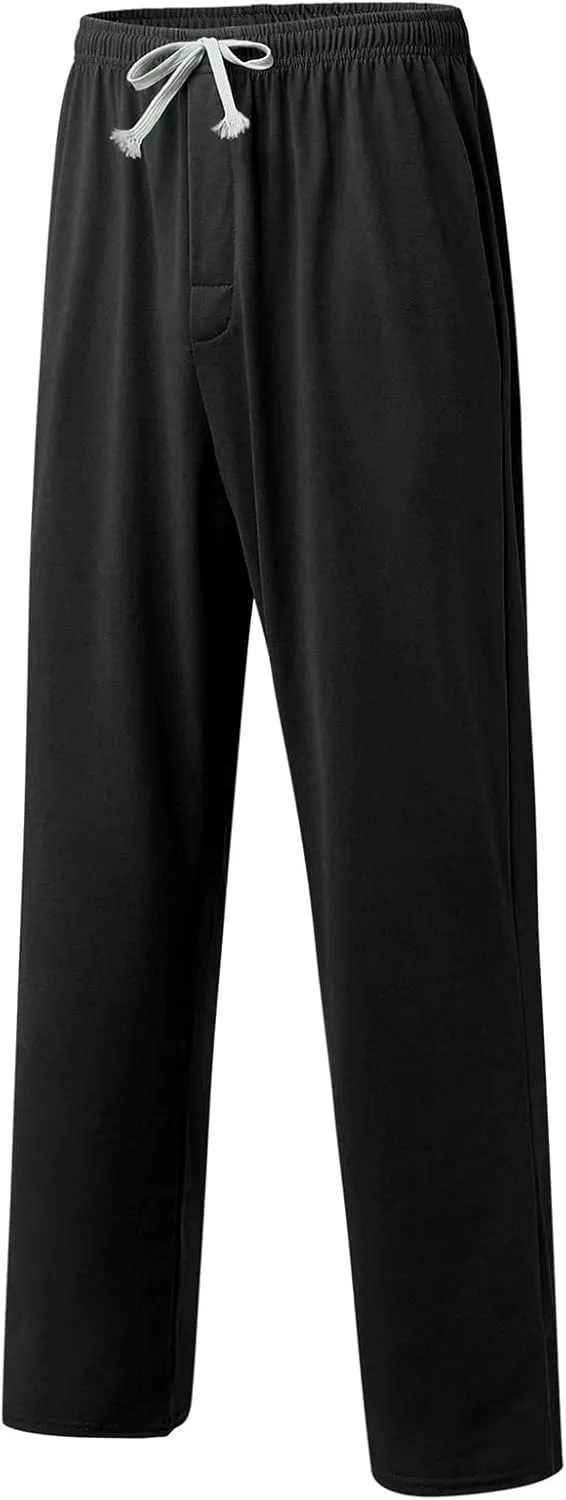 Men's Lightweight Sweatpants Solid Cotton Open Bottom Sweat Pants Elastic Waisted Drawstring Casual Gym Work Trousers