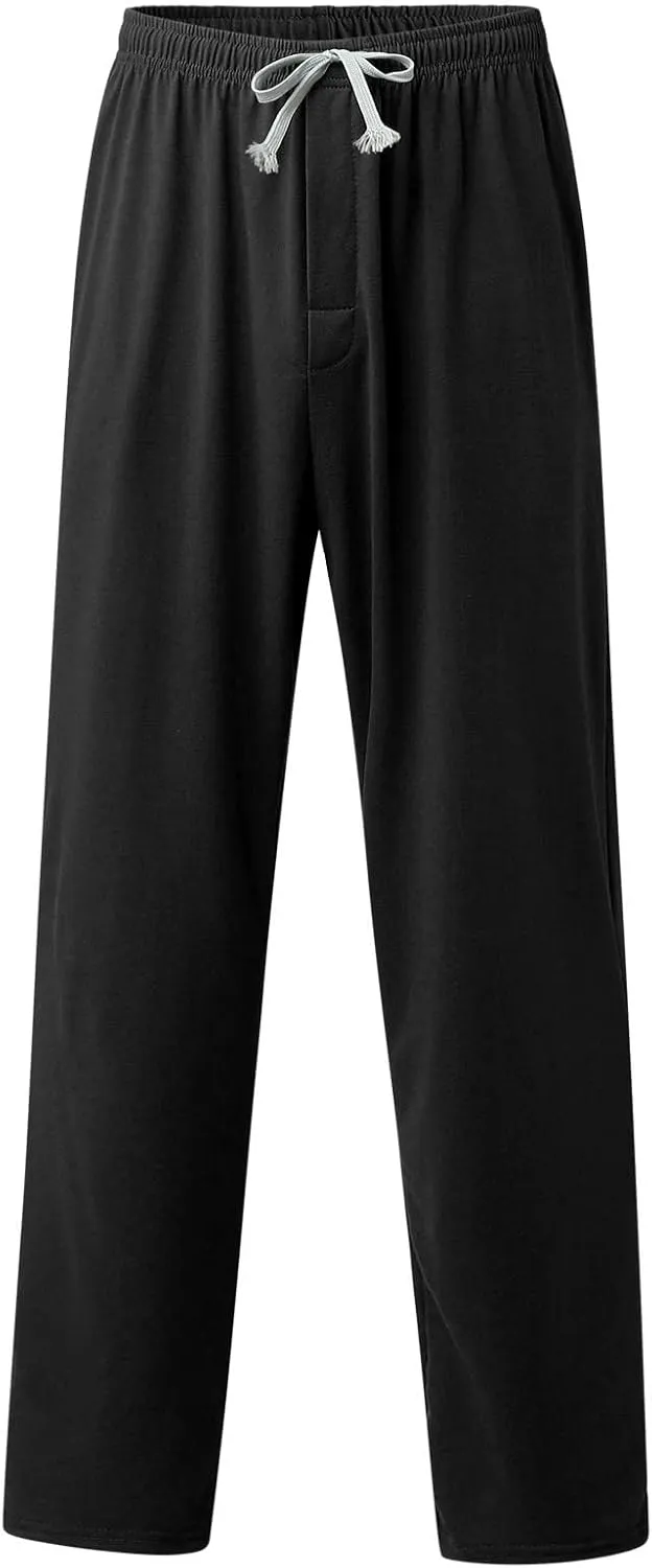 Men's Lightweight Sweatpants Solid Cotton Open Bottom Sweat Pants Elastic Waisted Drawstring Casual Gym Work Trousers