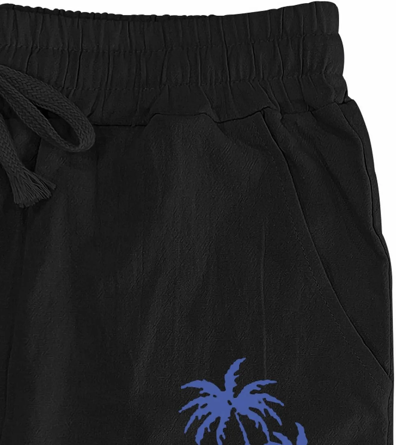 Mens Linen Beach Pants Coconat Tree Graphic Print Dress Pant Comfy Elastic Waist Drawstring Loose Baggy Trousers