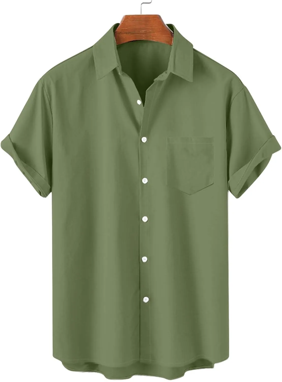 Mens Linen Shirts Mens Short Sleeve Button Down Shirts Summer Collared Beach T-Shirts Vacation Tops