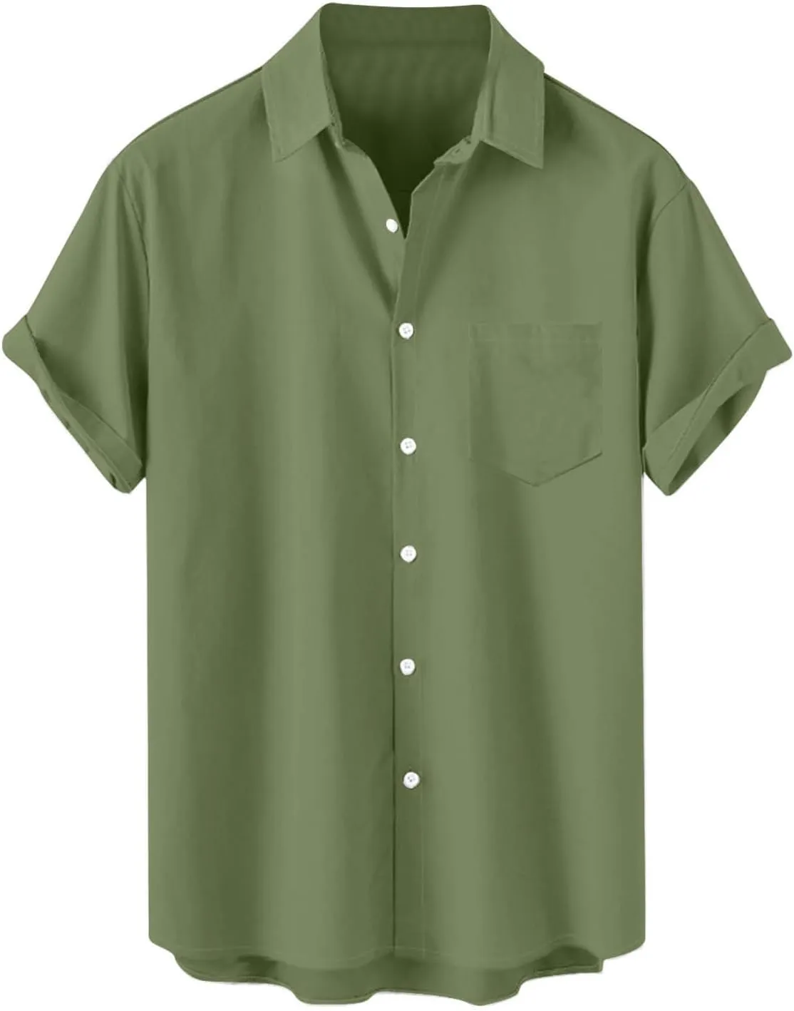 Mens Linen Shirts Mens Short Sleeve Button Down Shirts Summer Collared Beach T-Shirts Vacation Tops