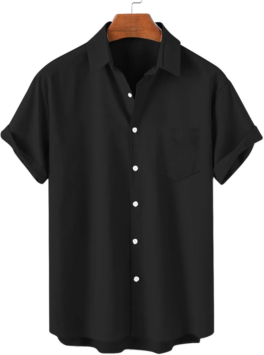 Mens Linen Shirts Mens Short Sleeve Button Down Shirts Summer Collared Beach T-Shirts Vacation Tops