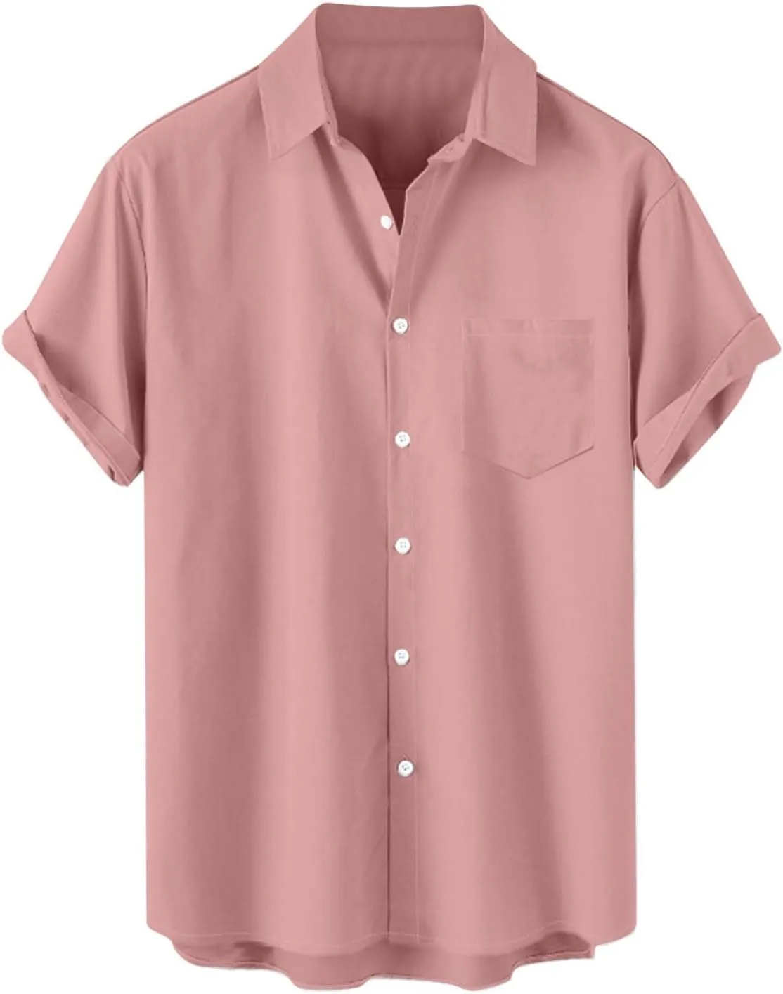 Mens Linen Shirts Mens Short Sleeve Button Down Shirts Summer Collared Beach T-Shirts Vacation Tops