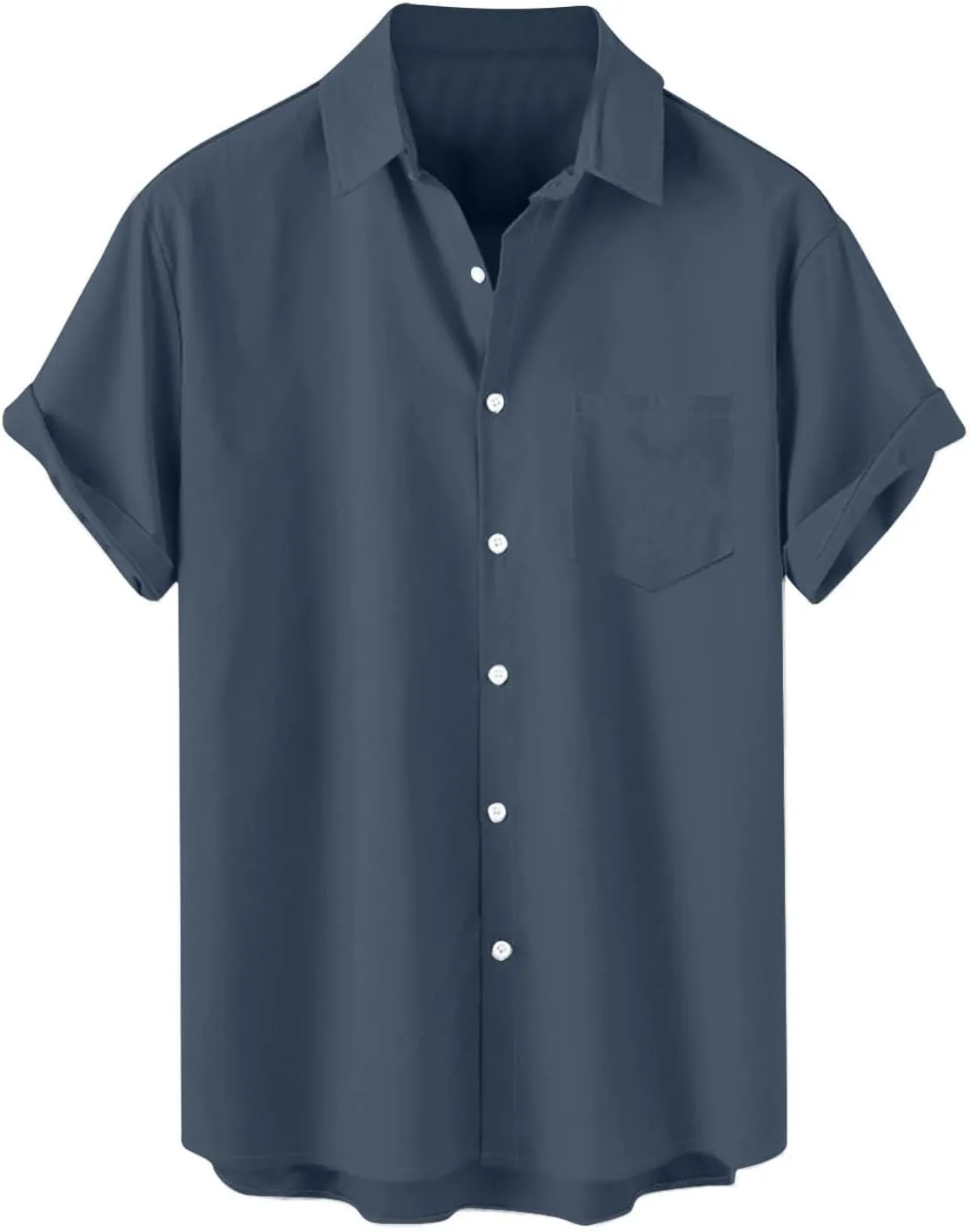Mens Linen Shirts Mens Short Sleeve Button Down Shirts Summer Collared Beach T-Shirts Vacation Tops