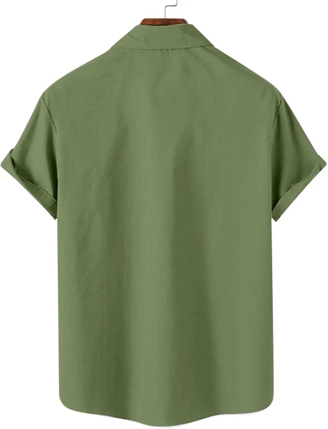 Mens Linen Shirts Mens Short Sleeve Button Down Shirts Summer Collared Beach T-Shirts Vacation Tops