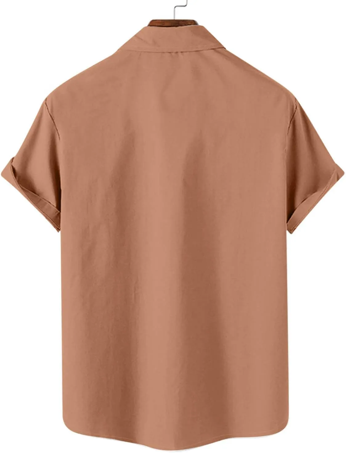 Mens Linen Shirts Mens Short Sleeve Button Down Shirts Summer Collared Beach T-Shirts Vacation Tops