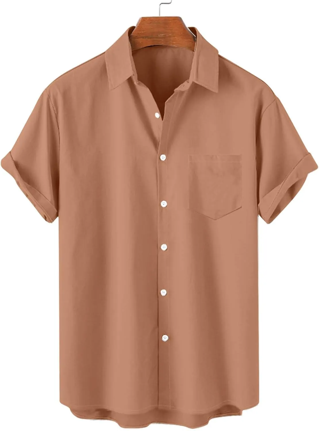 Mens Linen Shirts Mens Short Sleeve Button Down Shirts Summer Collared Beach T-Shirts Vacation Tops