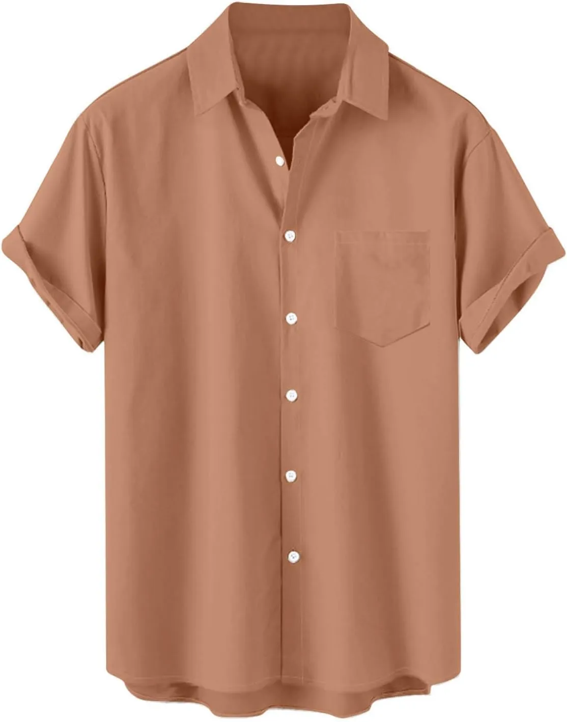 Mens Linen Shirts Mens Short Sleeve Button Down Shirts Summer Collared Beach T-Shirts Vacation Tops