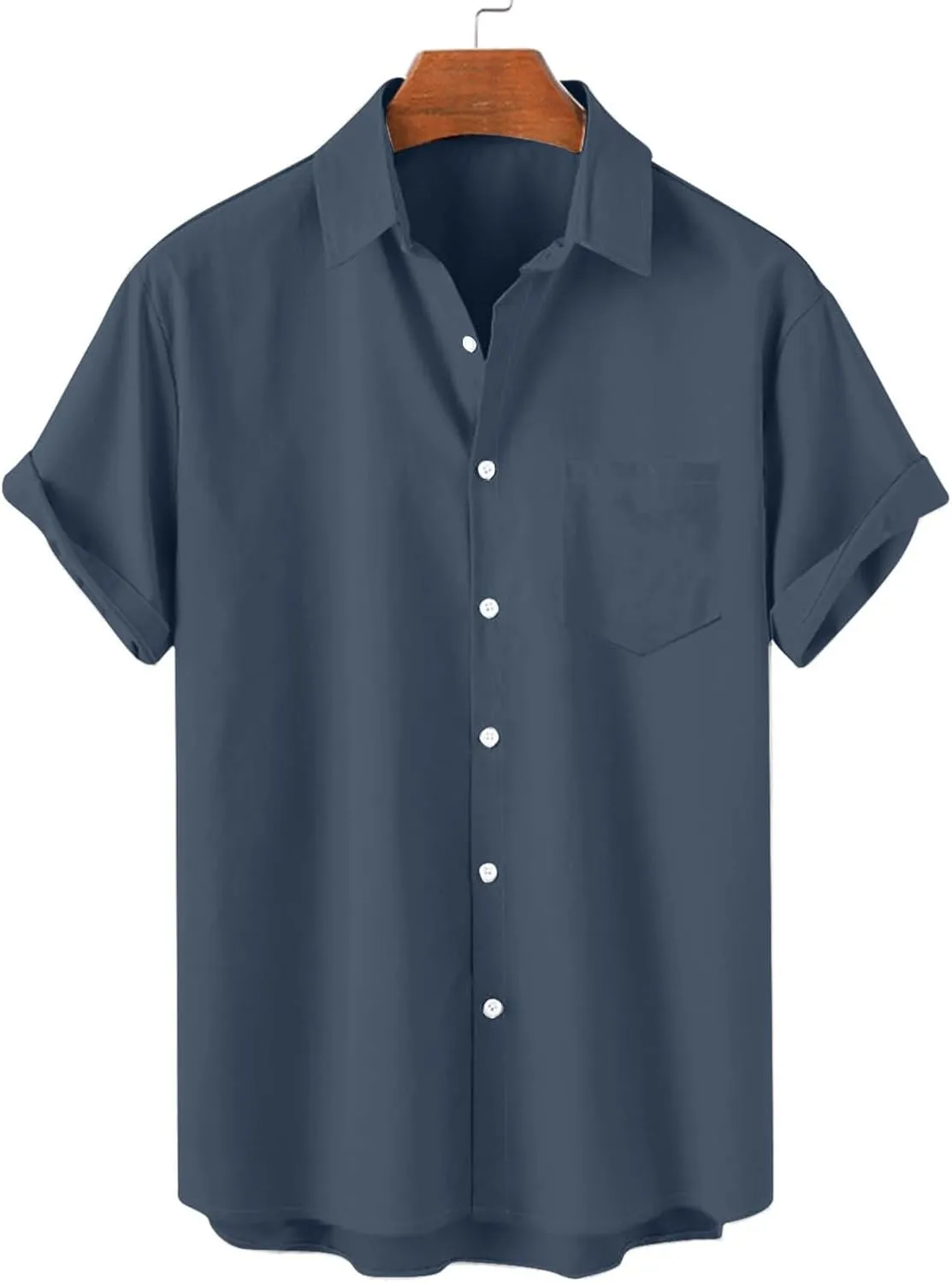 Mens Linen Shirts Mens Short Sleeve Button Down Shirts Summer Collared Beach T-Shirts Vacation Tops