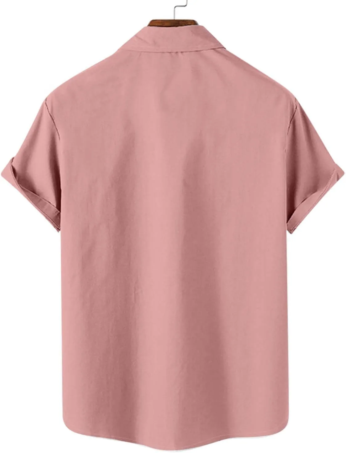 Mens Linen Shirts Mens Short Sleeve Button Down Shirts Summer Collared Beach T-Shirts Vacation Tops