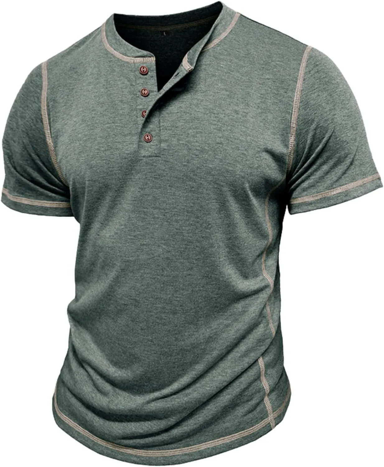 Mens Short Sleeve Shirts Casual Cotton Basic Henley Shirts Summer Lightweight T-Shirts