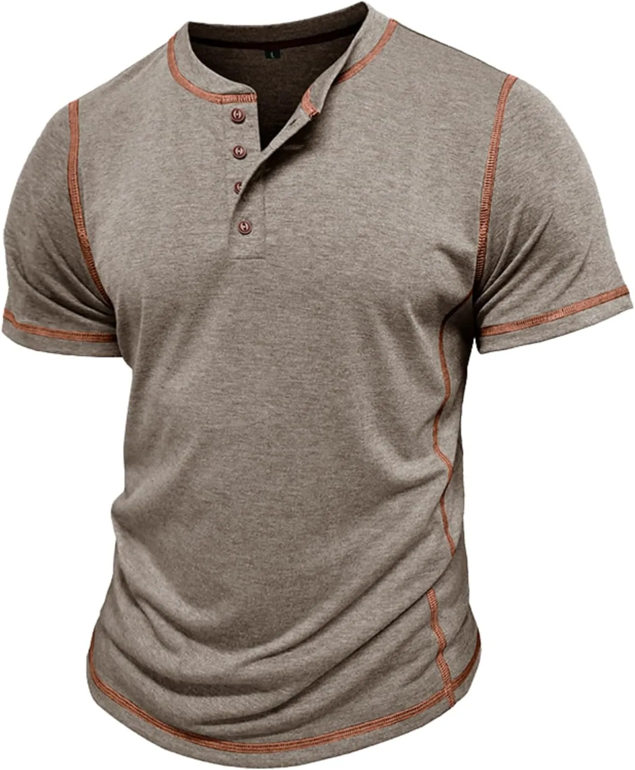 Mens Short Sleeve Shirts Casual Cotton Basic Henley Shirts Summer Lightweight T-Shirts