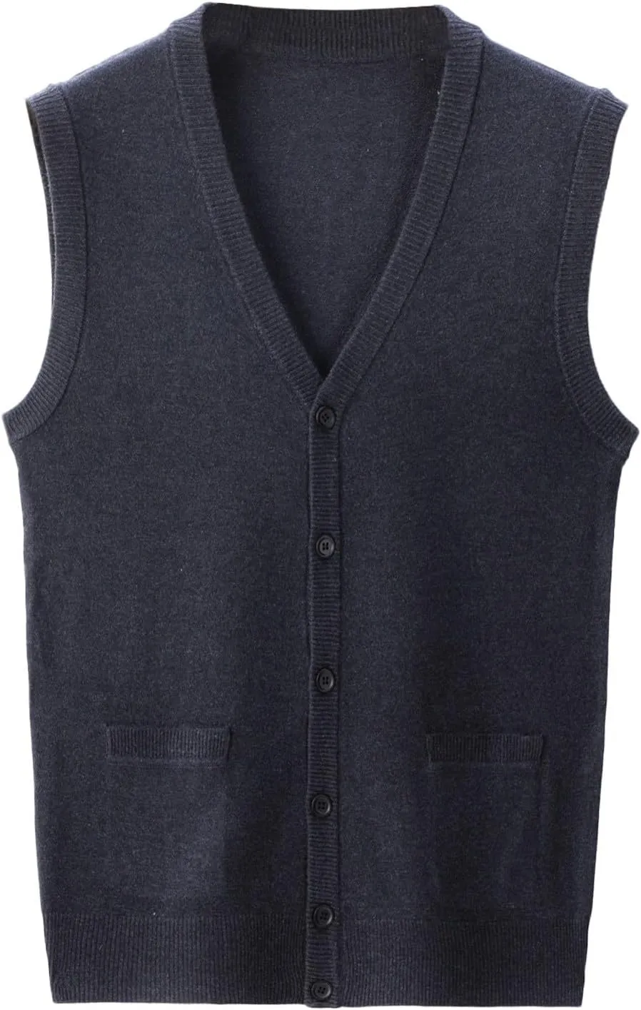 Men's Sleeveless Sweater Vest Button Down Knitted Lightweight Comfort V-Neck Cotton Solid Color Vest Pullover