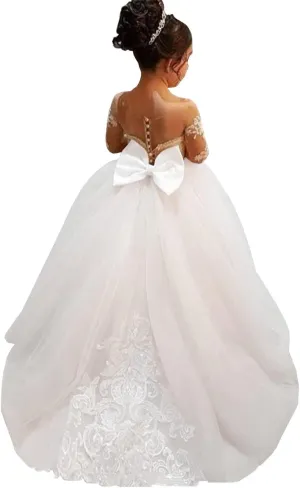 MuchXi Lovely Lace Flower Girls Dresses Kids First Communion Dress Princess Wedding Pageant Ball Gown