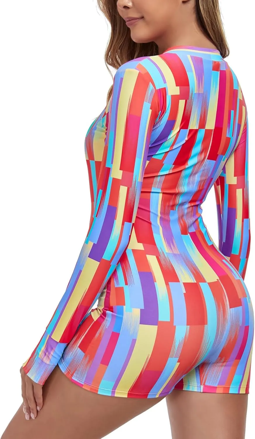 Ocean Blues Women's Long Sleeve One Piece Bathing Suit Athletic Boyleg One Piece Swimsuit UPF 50  Sun Protection Rash Guard